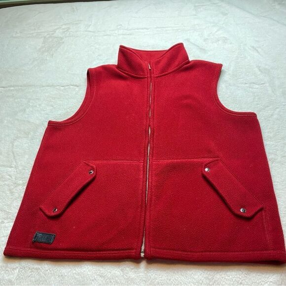 Lauren Ralph Lauren Red Fleece Zippered Vest Size Small - Picture 1 of 8
